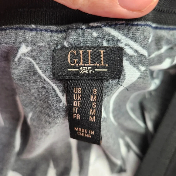 G.I.L.I. Palm Leaf Pattern Side Slit Short Sleeve Maxi Dress Size Small Casual - Picture 10 of 15